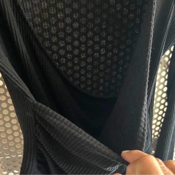 BP Ribbed Scoop Neck Wrap style Bodysuit Free with Purchase *Size Large Black - Picture 7 of 7